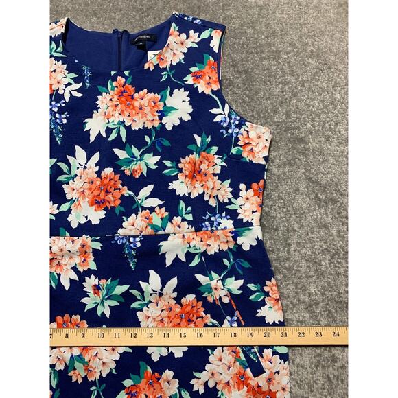 Lands' End Tank Dress Women Size 18 Blue Ponte Floral‎ Back Zip Stretch Pockets - Picture 13 of 13